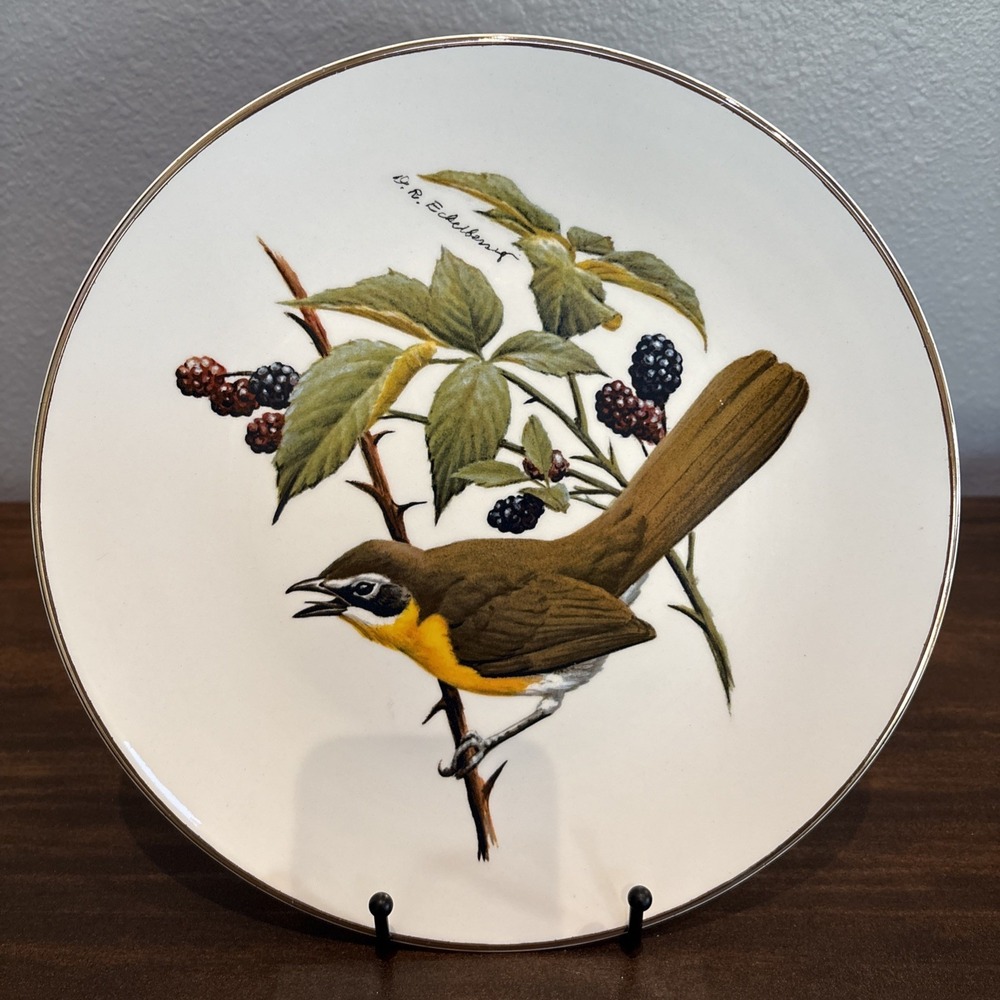Yellow Breasted Chat North American Songbird Plate Vintage